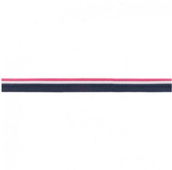 Paspelband - dreifarbig - dunkelblau/weiß/pink - 18 mm
